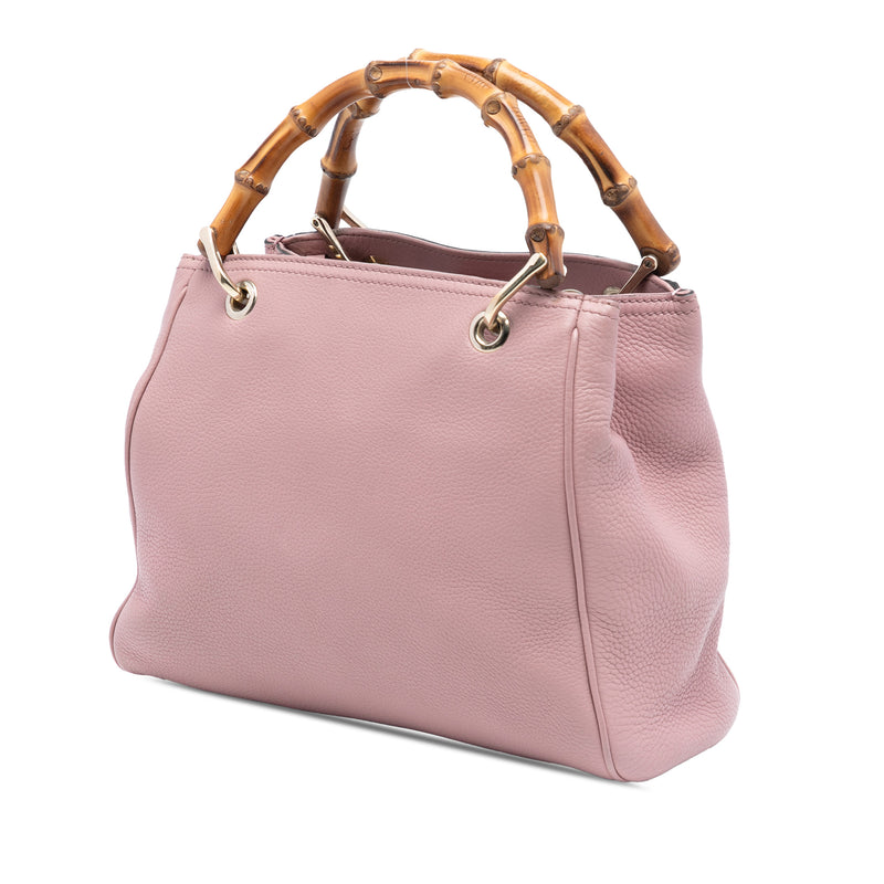 Small Calfskin Bamboo Shopper Satchel - Image 2