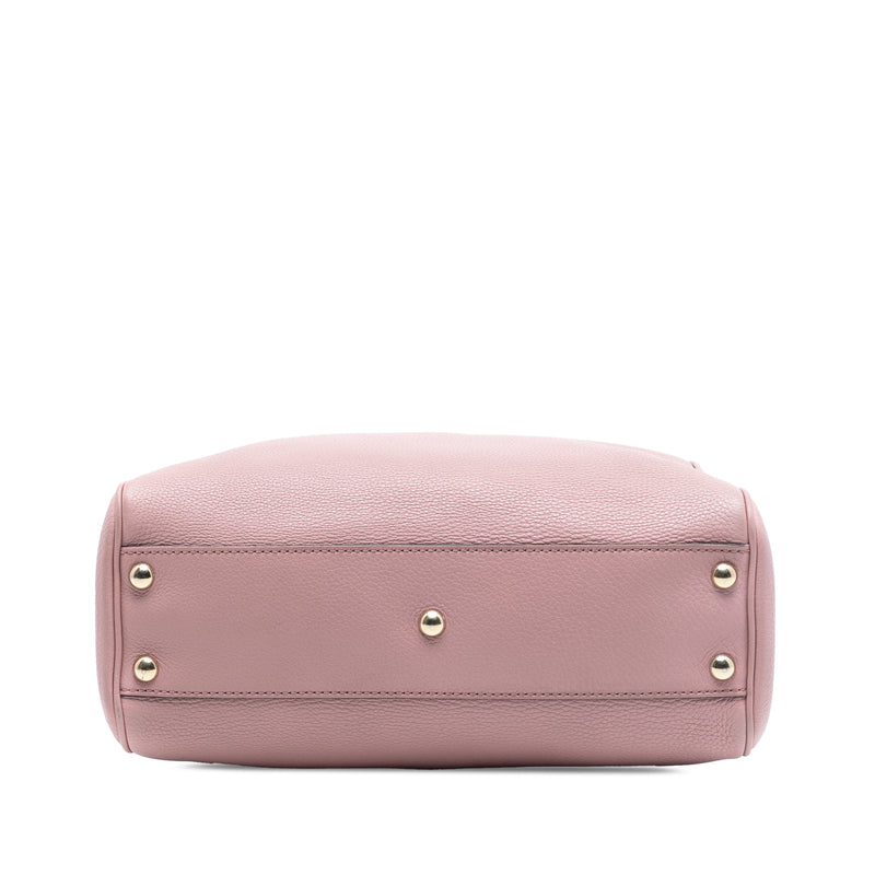Small Calfskin Bamboo Shopper Satchel - Image 3