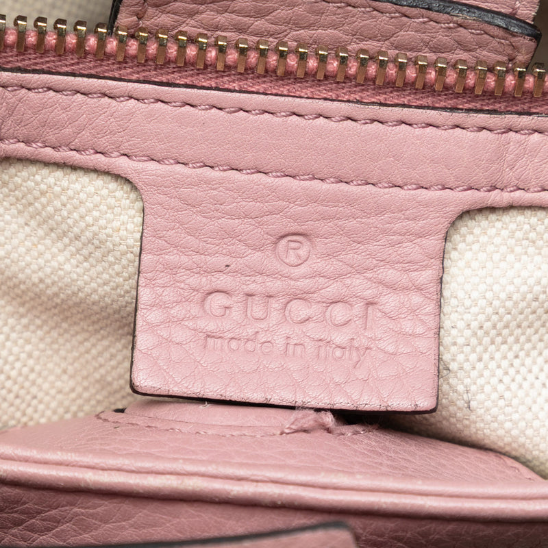 Small Calfskin Bamboo Shopper Satchel - Image 5