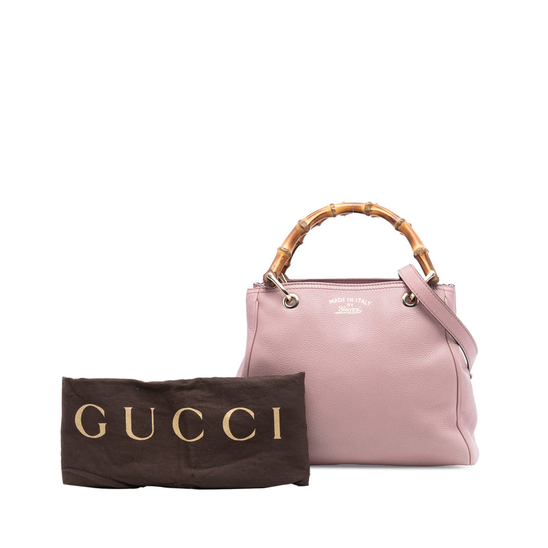 Small Calfskin Bamboo Shopper Satchel - Image 8