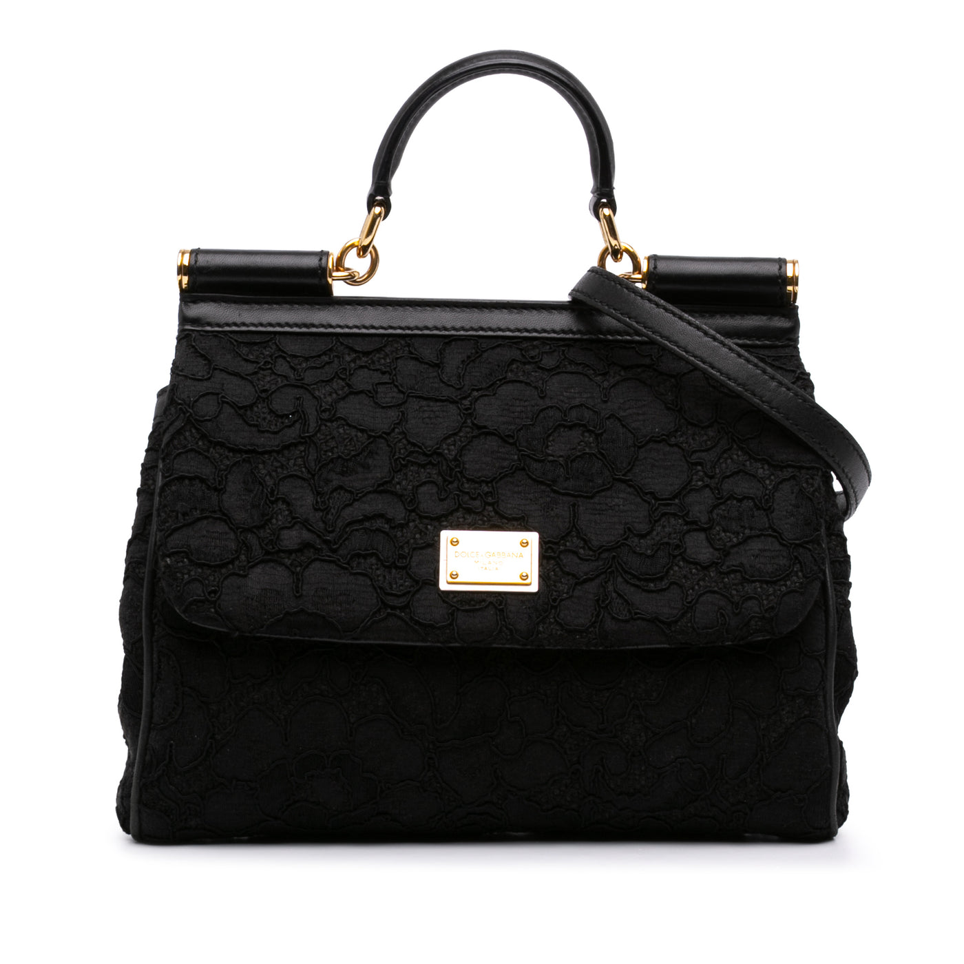 Medium Embroidered Lace Miss Sicily Satchel - Image 1
