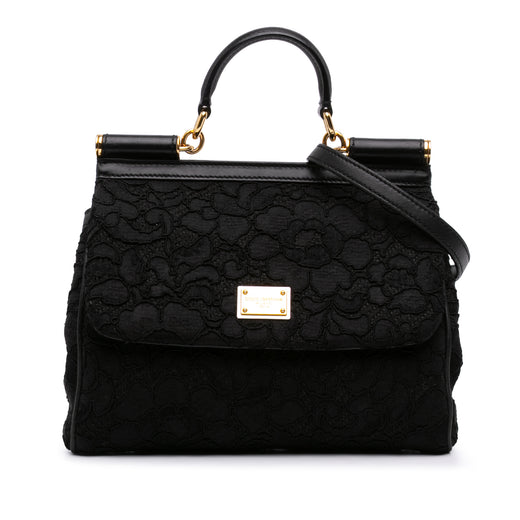 Medium Embroidered Lace Miss Sicily Satchel - Image 1