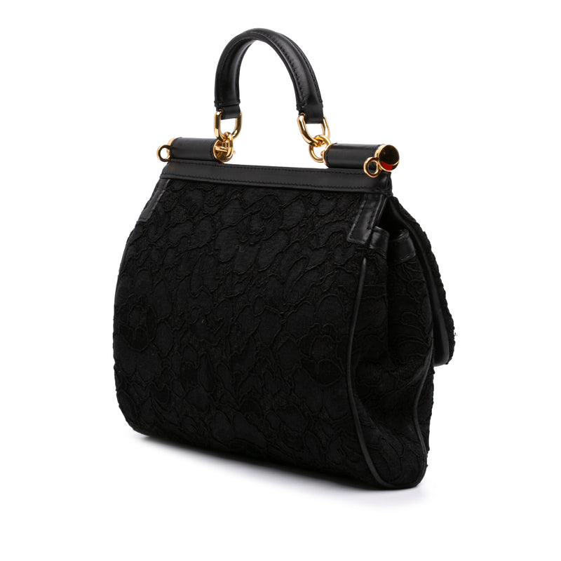 Medium Embroidered Lace Miss Sicily Satchel - Image 2
