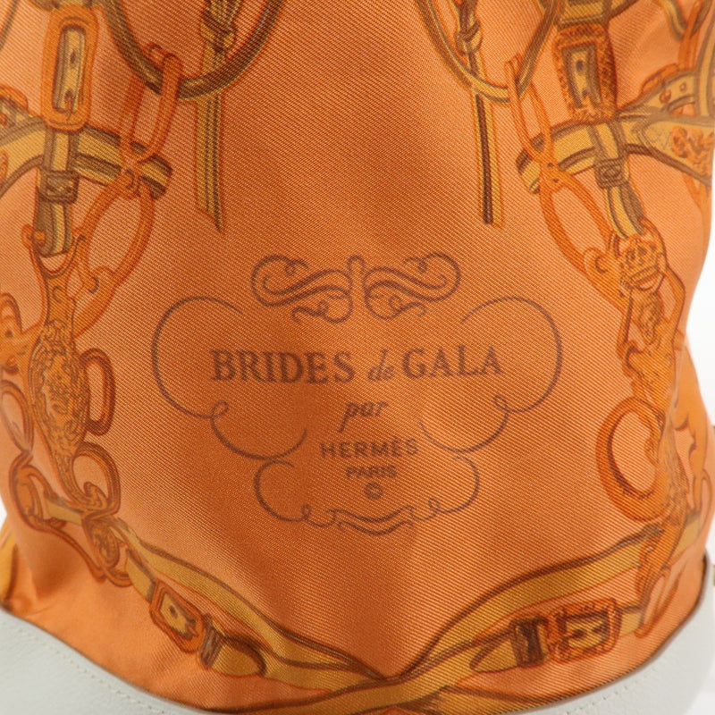 Hermes Soie Cool Printed Silk And Calfskin Orange Bag