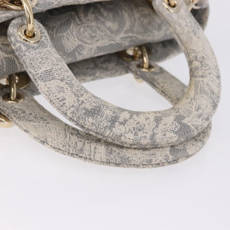 Christian Dior Lady Embroidered Canvas Gray Bag