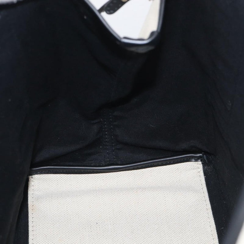 Balenciaga Navy Cabas Canvas With Leather White Bag