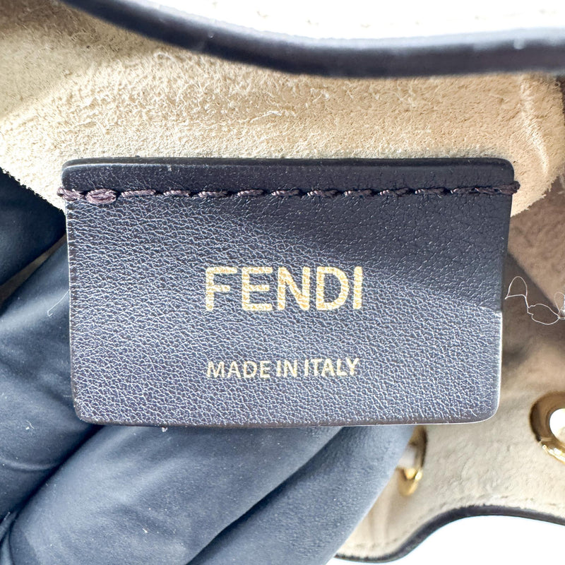 Fendi Mon Tresor Bucket Zucca Velvet Jacquard Beige Bag