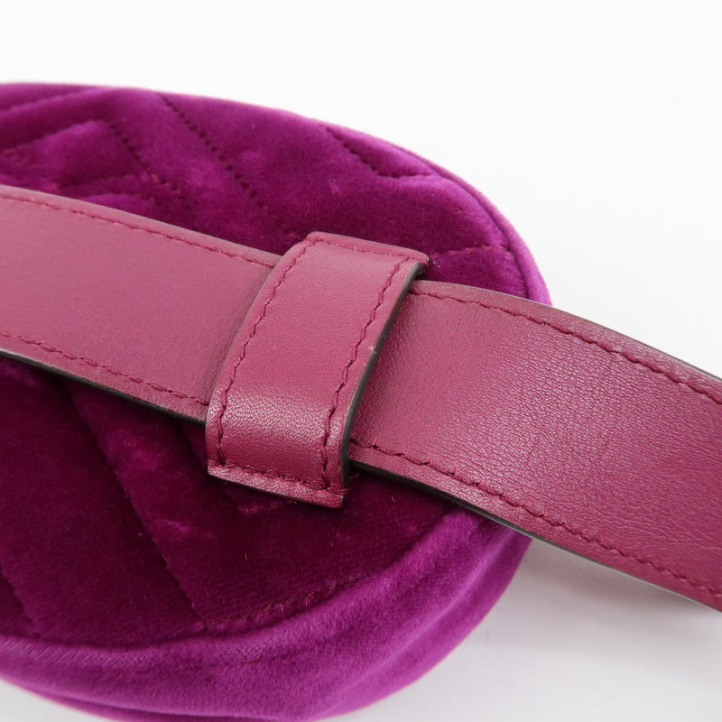 Gucci Gg Marmont Belt Matelasse Velvet Purple Bag