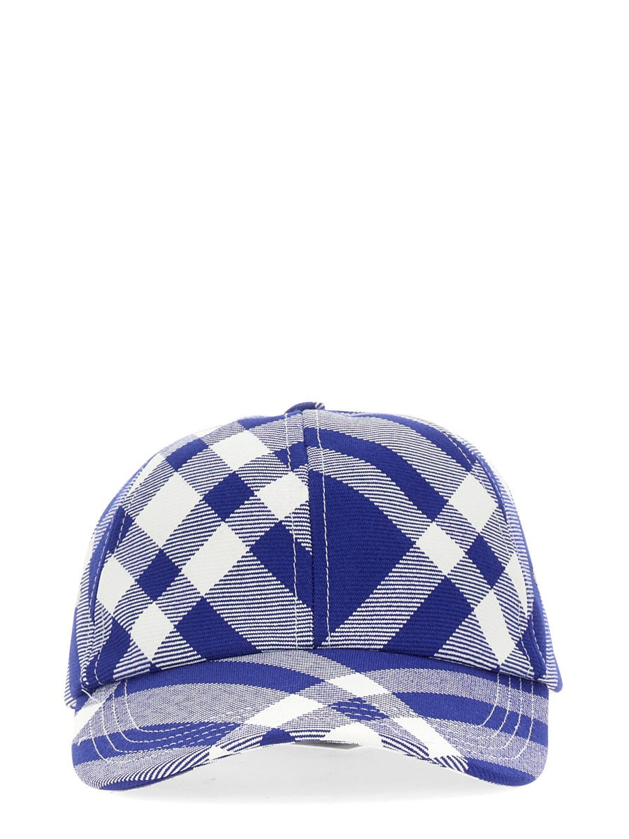 Burberry 8079477_b7369 Tartan Pattern Baseball Cap — Purple Polyester Caps