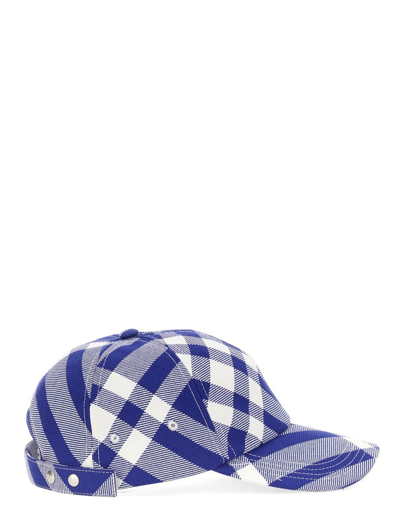 Burberry 8079477_b7369 Tartan Pattern Baseball Cap — Purple Polyester Caps