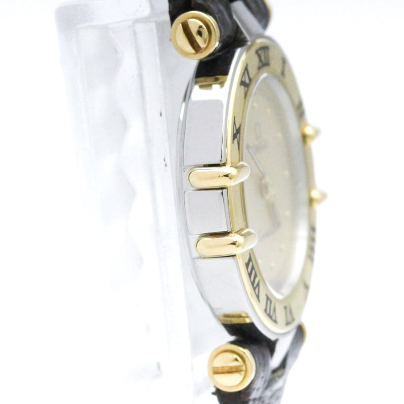 Omega Constellation Quartz Stainless Steel And Yellow Gold Leather Watches