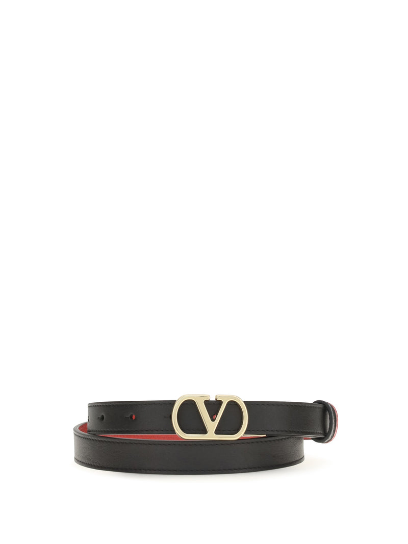 Valentino Garavani Vlogo Belt — Black Calf Leather
