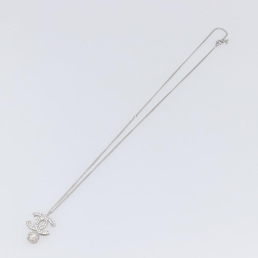 Chanel Cc Ball Drop Pendant Metal With Crystals Silver Jewelry