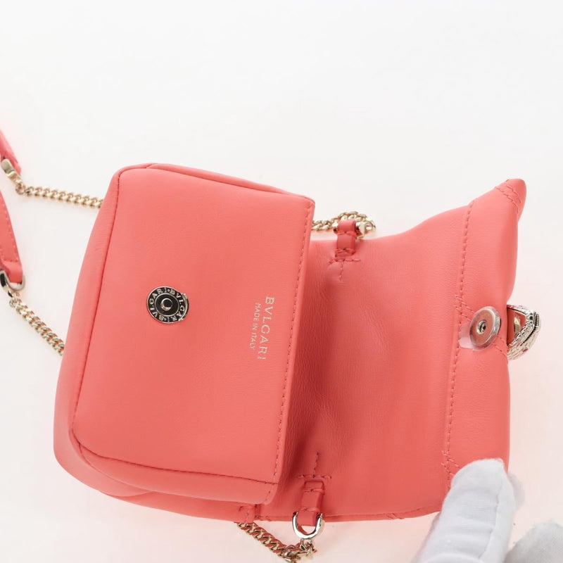 Bvlgari Serpenti Cabochon Diagonal Quilted Leather Pink Bag