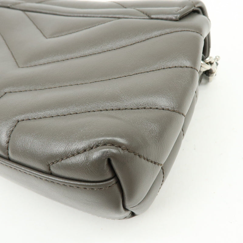 Saint Laurent Loulou Matelasse Chevron Leather Gray Bag