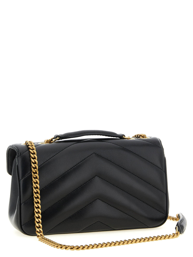 Saint Laurent Cassandre Shoulder Bag — Black Lambskin