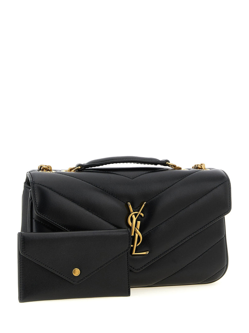 Saint Laurent Cassandre Shoulder Bag — Black Lambskin