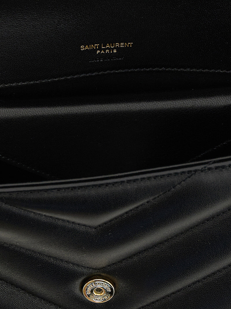 Saint Laurent Cassandre Shoulder Bag — Black Lambskin
