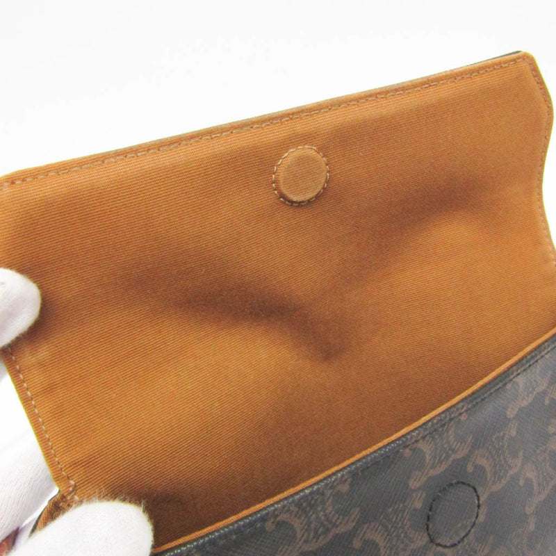 Celine Triangle Triomphe Coated Canvas Brown Bag