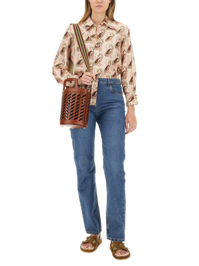 Etro Coffa Handbag — Beige Leather Hand Bags