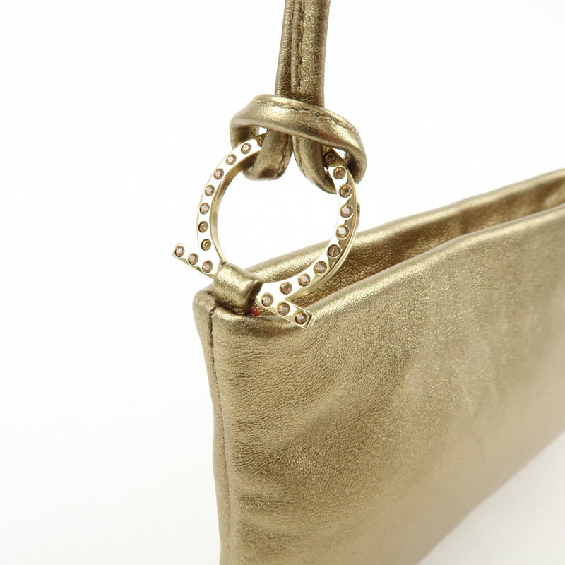Salvatore Ferragamo Gancini Leather Gold Bag