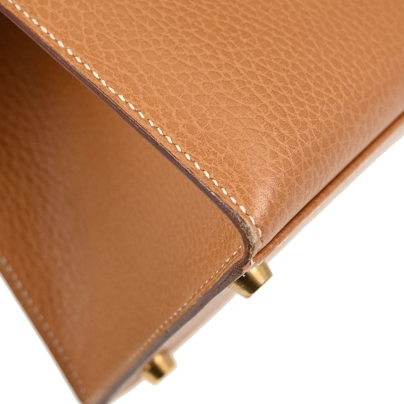 Hermes Kelly Brown Ardennes With Gold Hardware Leather Bag