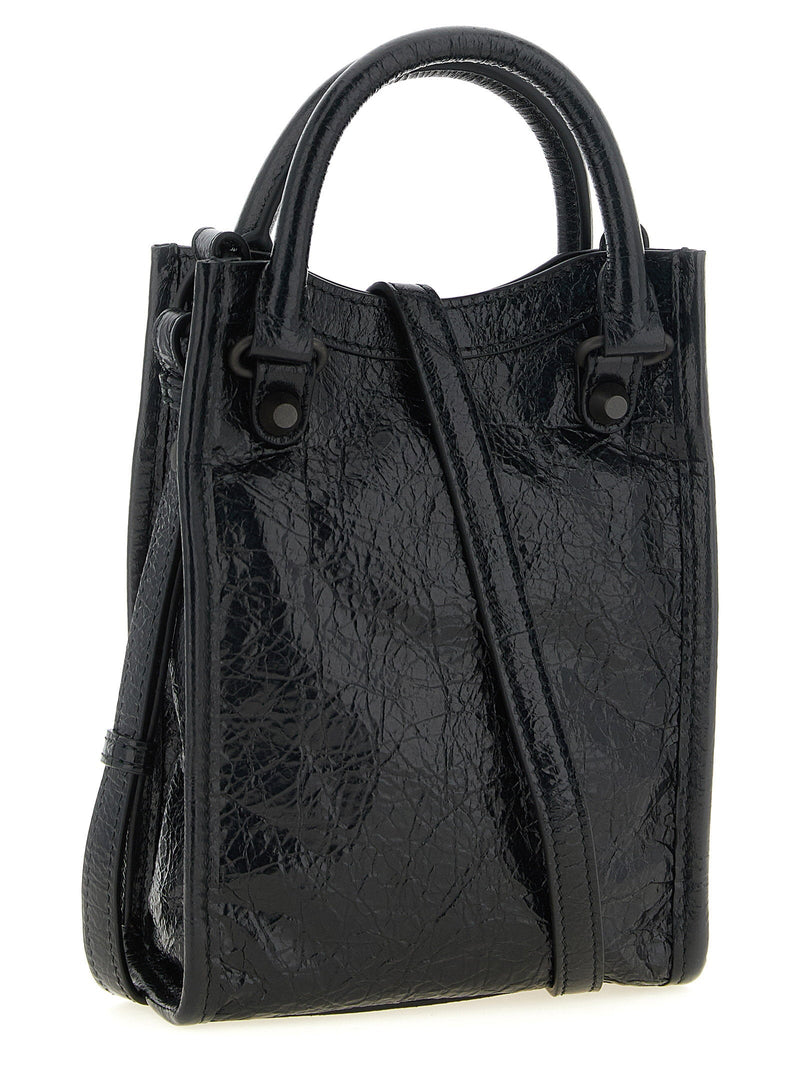 Balenciaga Wrinkled Lambskin Top Handle Bag — Black