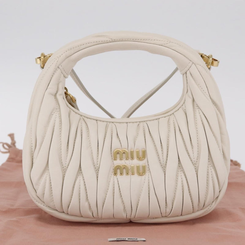 Miu Miu Wander Hobo Matelasse Leather White