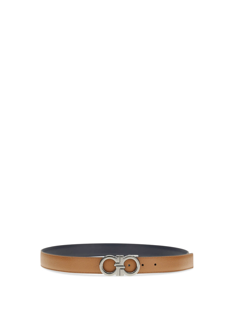 Ferragamo Gancini Belt — Beige Calf Leather Bos Taurus