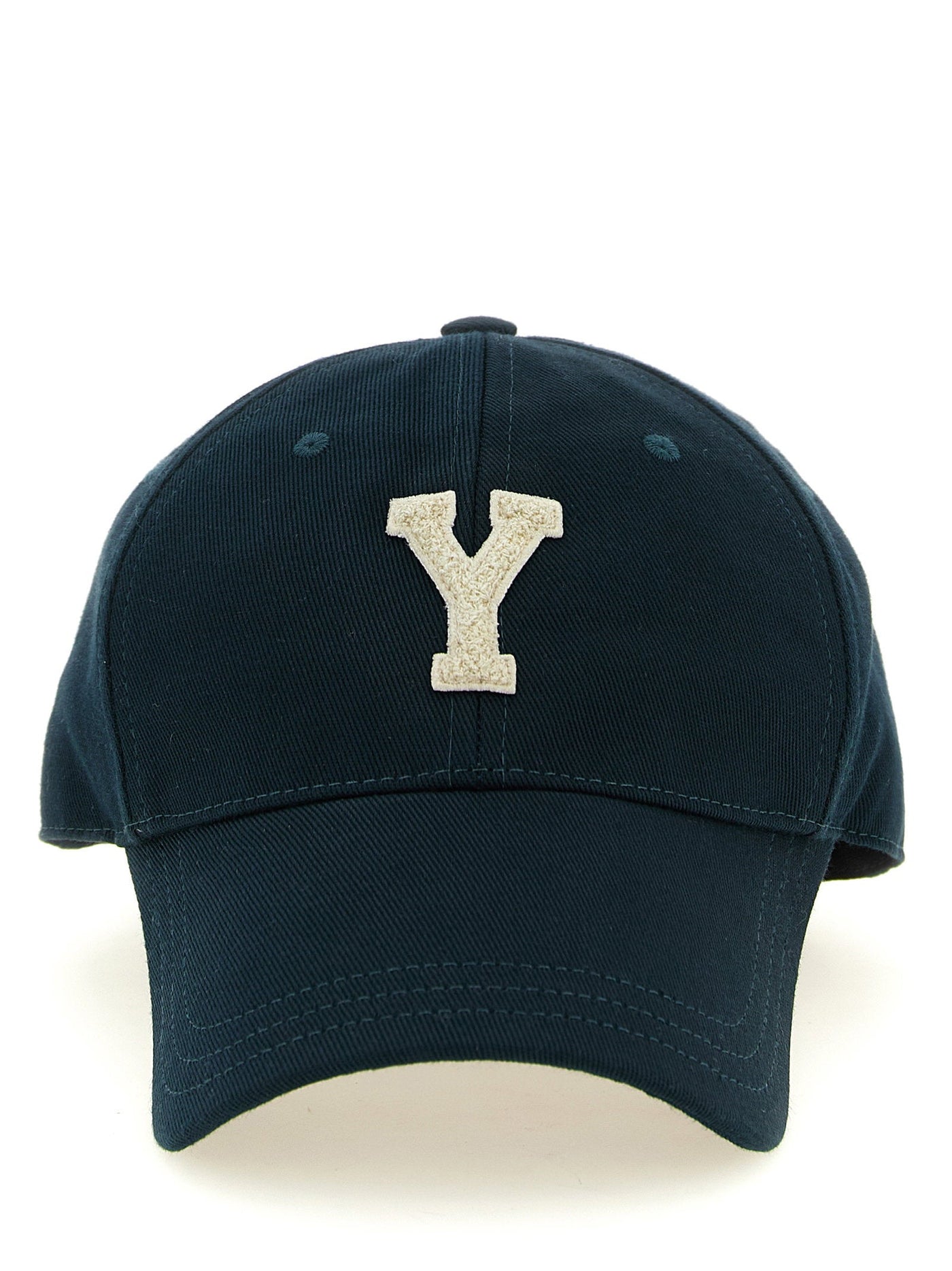 Saint Laurent Embroidered Terry Letter Y Baseball Cap — Navy Caps