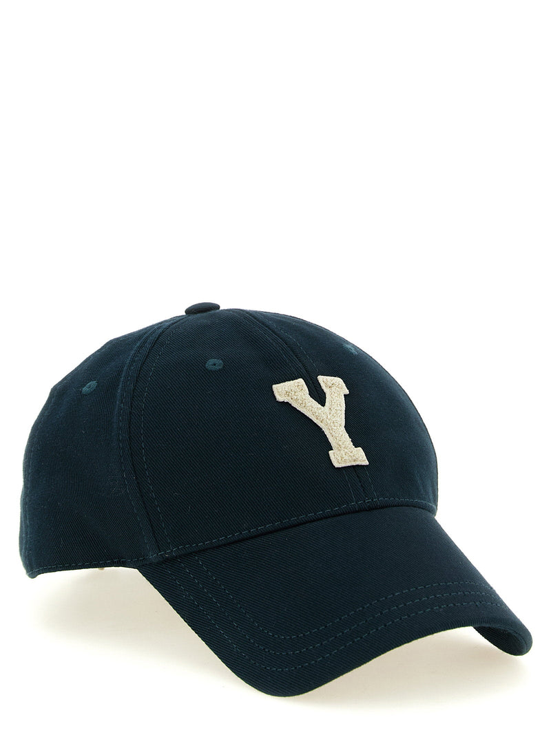Saint Laurent Embroidered Terry Letter Y Baseball Cap — Navy Caps