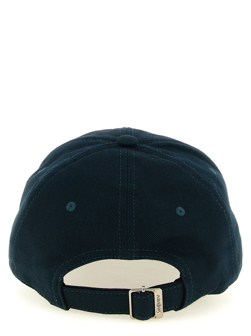 Saint Laurent Embroidered Terry Letter Y Baseball Cap — Navy Caps
