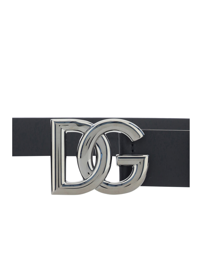 Dolce & Gabbana Logo-Embellished Calf Leather Belt — Black Bos Taurus
