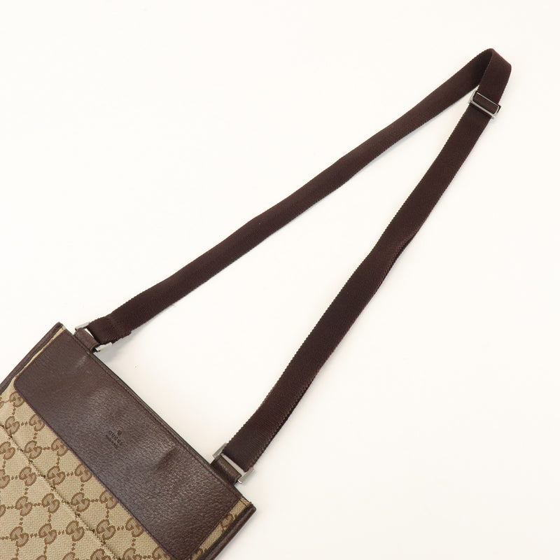 Gucci Vintage Flat Messenger Gg Canvas And Leather Beige