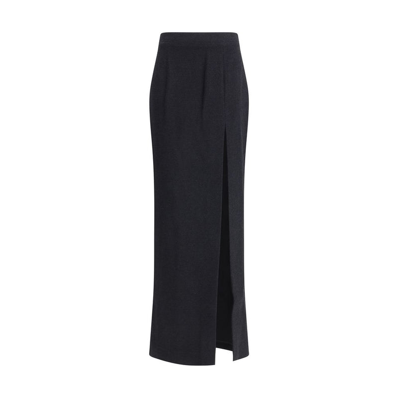 Black Wool Long Skirt