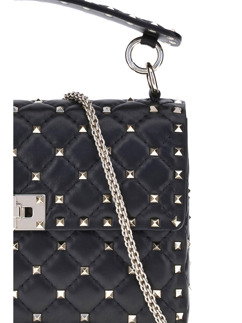 Valentino Garavani Rockstud Spike Shoulder Bag — Black Lambskin