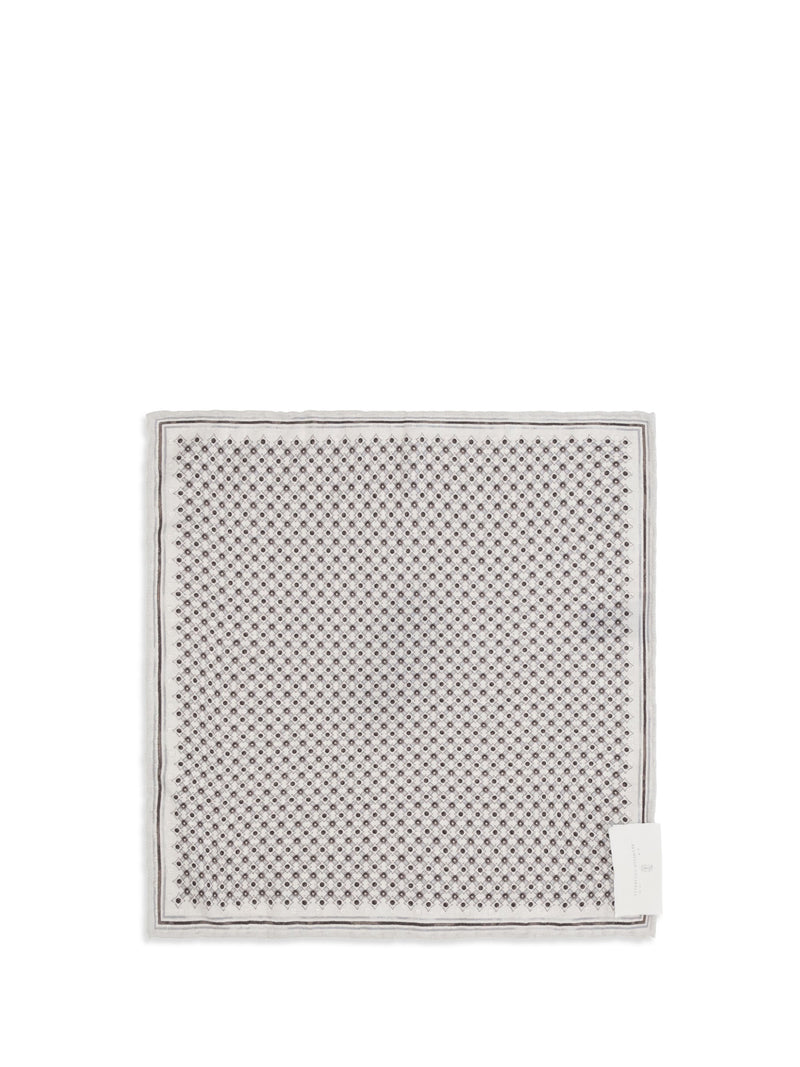 Brunello Cucinelli Silk Geometric Pocket Square — Hazelnut Scarfs