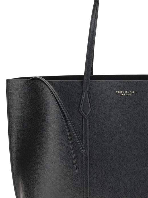Tory Burch Perry Tote Bag — Black Calf Leather
