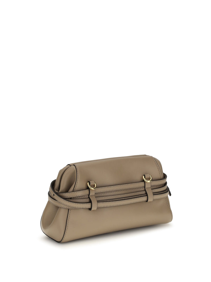 Moschino Belt-Detail Goatskin Clutch — Beige Goatskin/hircus