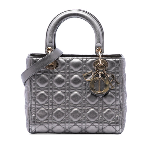 Medium Metallic Lambskin Cannage Lady Dior - Image 1