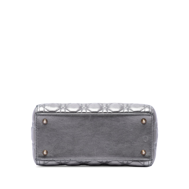 Medium Metallic Lambskin Cannage Lady Dior - Image 3
