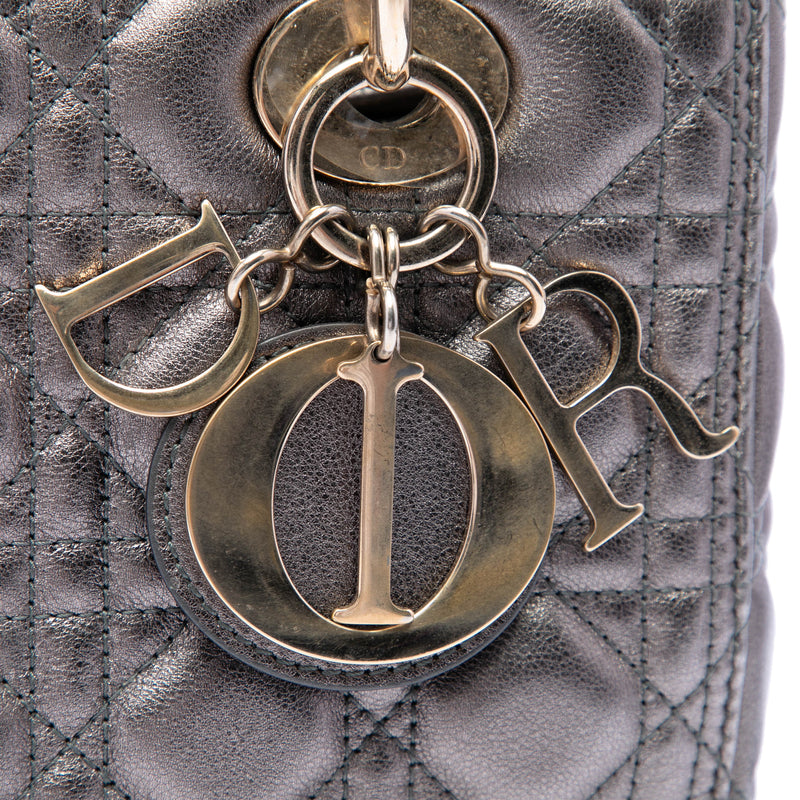 Medium Metallic Lambskin Cannage Lady Dior - Image 5
