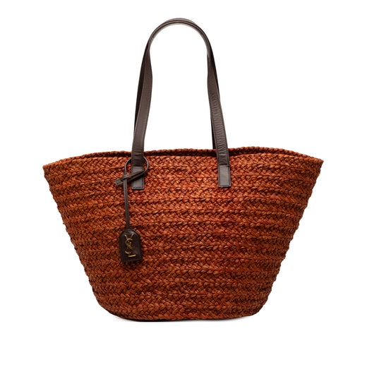 Medium Raffia Panier Basket Shopper Tote - Image 1