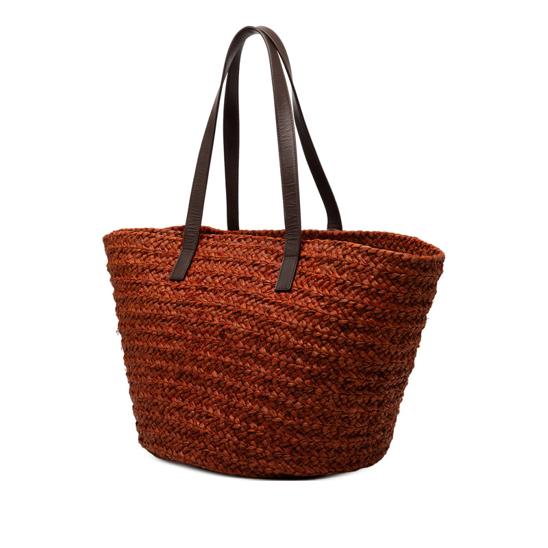 Medium Raffia Panier Basket Shopper Tote - Image 2