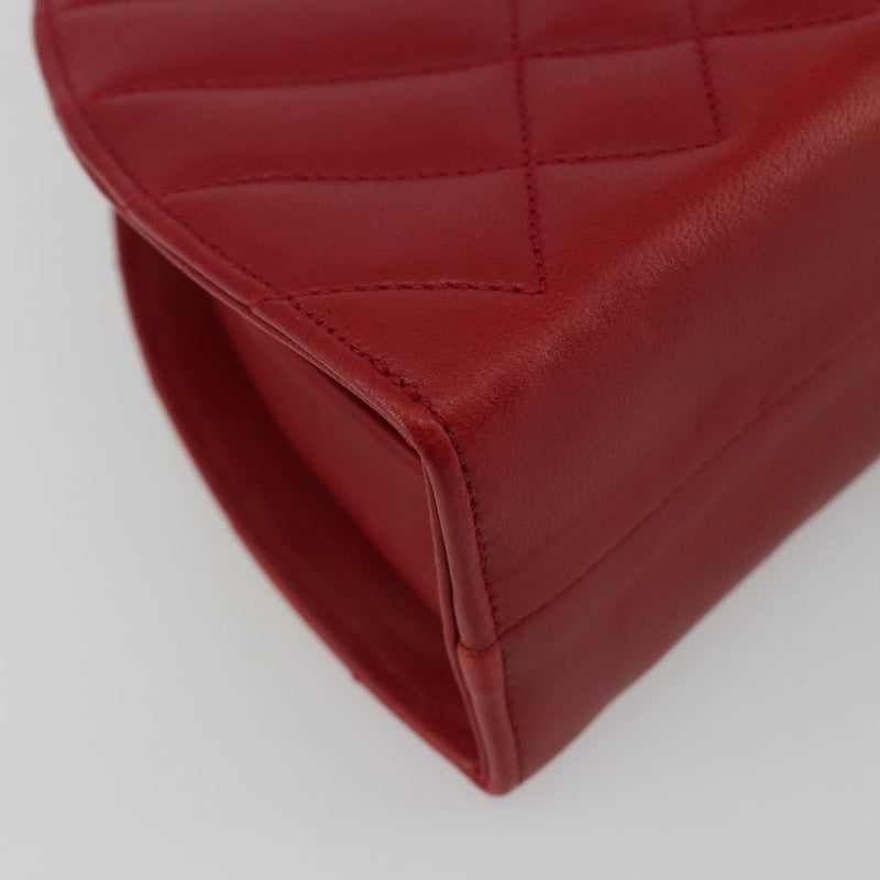 Chanel Vintage Chain Evening Mixed Quilt Lambskin Red Leather Bag