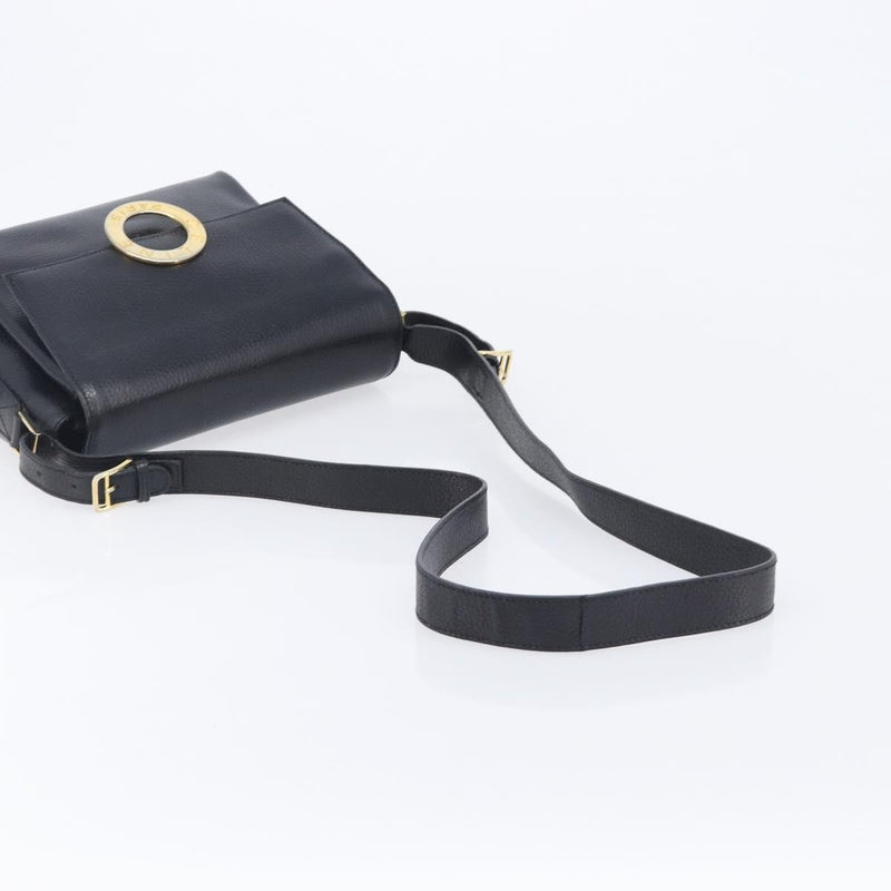Celine Vintage Circle Logo Leather Black Bag