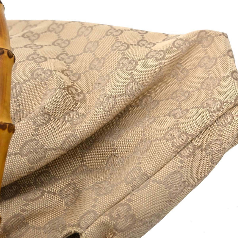 Gucci Bamboo Frame Satchel Gg Canvas Beige