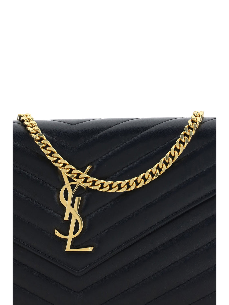 Saint Laurent Quilted Monogram Leather Wallet — Black Lambskin