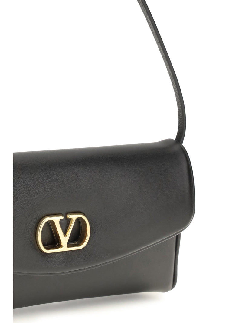 Valentino Garavani Devain Shoulder Bag — Black Calf Leather