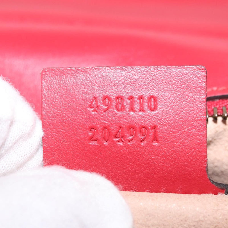Gucci Gg Marmont Top Handle Matelasse Leather Red Bag